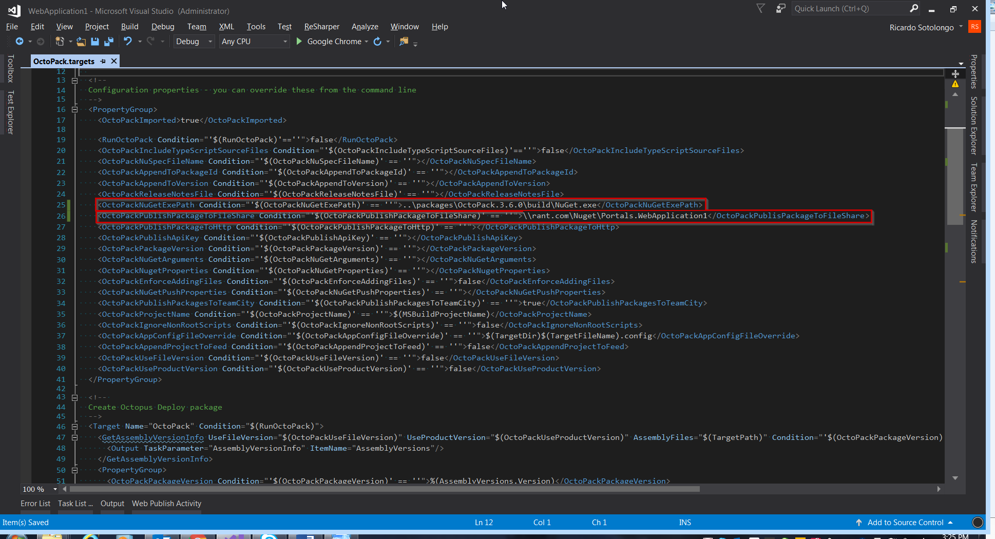 Task configuration variable values